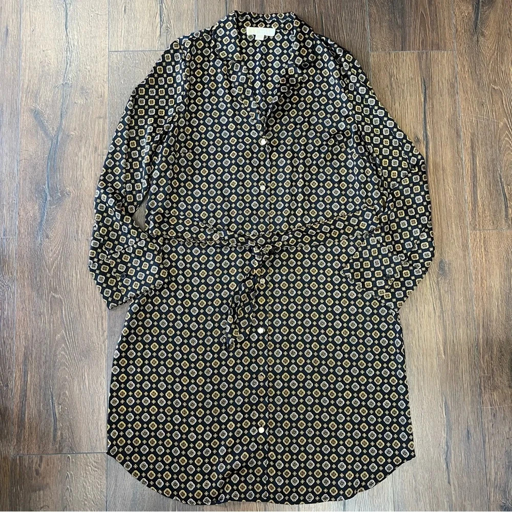 Michael‎ Kors button front waist tie dress SZ LG